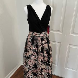 R&M Richard Black and Floral Gown Size 6
